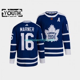 Camiseta Toronto Maple Leafs Mitch Marner 16 Adidas 2022 Reverse Retro Azul Authentic - Criança